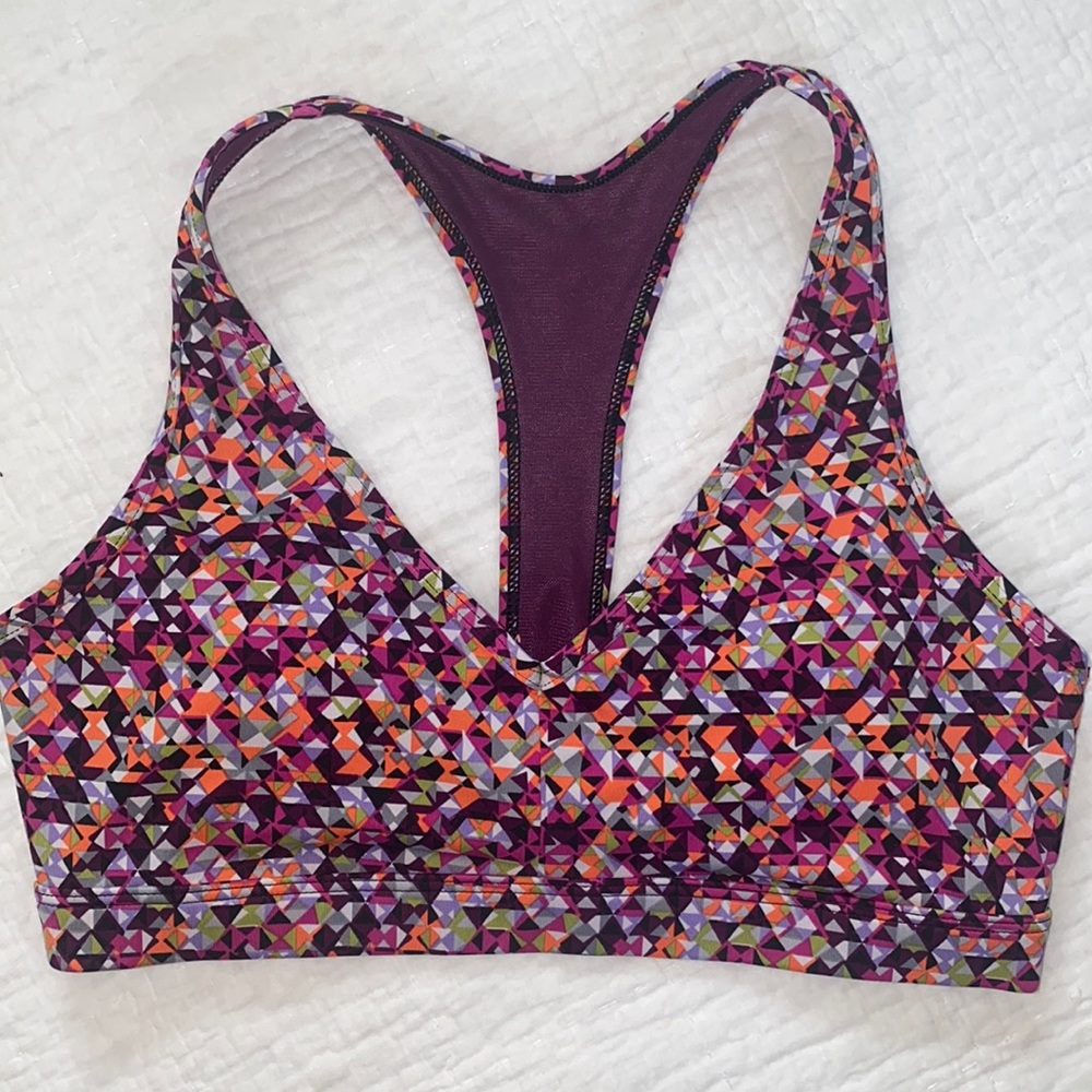 Multicolor Geometric Sports Bra
